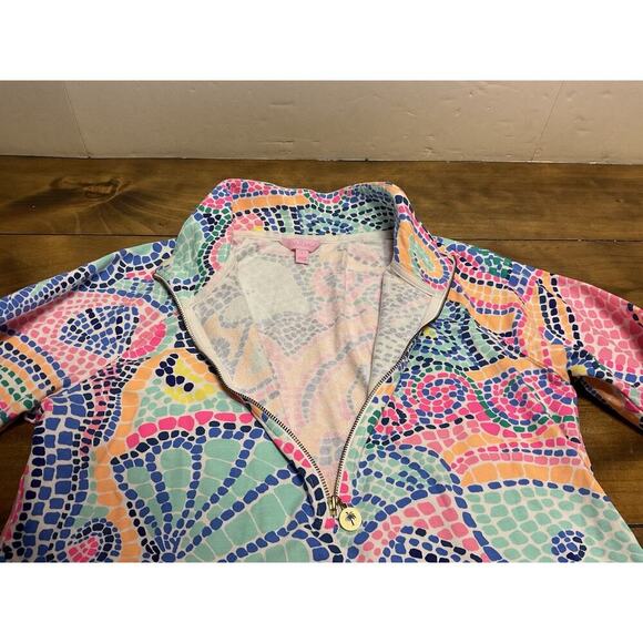 Lilly Pultizer Womens Jacket 1/2 Zip Skipper Popover Seashell Multicolor Mosaic - Picture 5 of 12